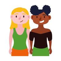 young interracial girls avatars characters vector