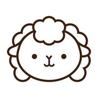 cute little sheep kawaii animal line style vector