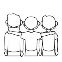 young men avatars characters line style icon vector