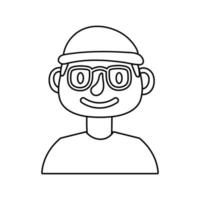 hombre joven con anteojos avatar icono de estilo de línea vector