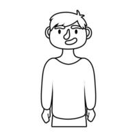 icono de estilo de línea de personaje de avatar de hombre joven vector