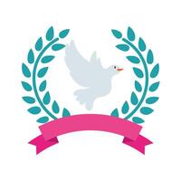 dove bird flying in wreath crown vector