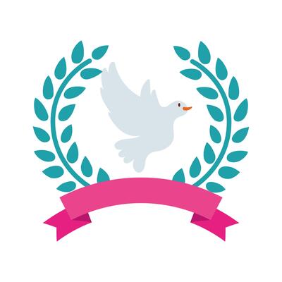 dove bird flying in wreath crown