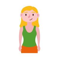 icono de personaje de avatar de mujer joven rubia vector