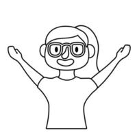 young woman wearing eyeglasses line style icon vector