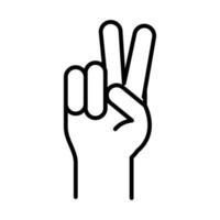 mano, paz y amor, gesto, día de los derechos humanos, línea, icono, diseño vector