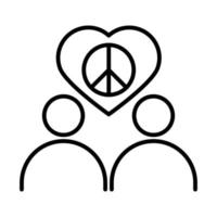 gente, paz, amor, corazón, juntos, derechos humanos, día, línea, icono, diseño vector