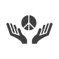 manos dando paz, derechos humanos, día, silueta, icono, diseño vector
