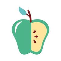 manzana verde sin una porción de fruta fresca icono de la naturaleza vector