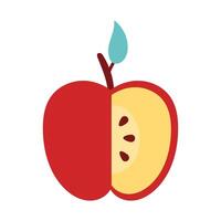 manzana roja sin una porción icono de naturaleza de fruta fresca vector