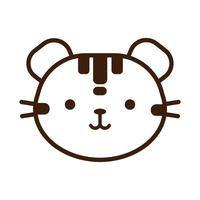 cute tiger little kawaii animal line style vector