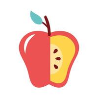 manzana roja sin una porción icono de naturaleza de fruta fresca vector