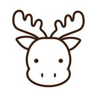 cute little deer kawaii animal line style vector