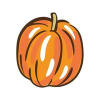 pumpkin autumn fruit seasonal hand draw style icon vector