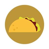 Bloque de dibujos animados de menú de tacos de comida mexicana e icono plano vector