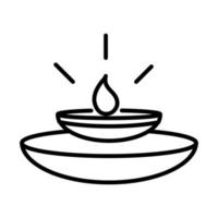 happy diwali india festival candle in diya lamp deepavali religion event line style icon vector