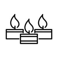 feliz diwali india festival velas encendidas llama decoración deepavali religión evento estilo de línea icono vector