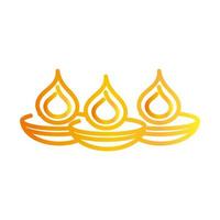 happy diwali india festival burning candles diya lamps deepavali religion event gradient style icon vector