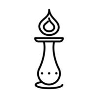 feliz diwali india festival candelabro con llama de vela deepavali religión evento línea estilo icono vector