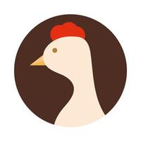 dibujos animados gallina pájaro granja bloque de dibujos animados e icono plano vector