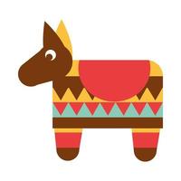 celebración de piñata de burro mexicano decoración festiva icono plano tradicional vector