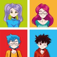 manga girls and boys vector