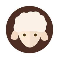 cute sheep head animal cartoon block and flat icon vector