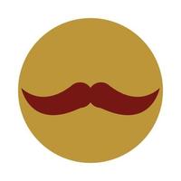 bloque de moda de bigote hipster e icono plano vector