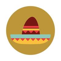 sombrero mexicano ropa cultura popular bloque tradicional e icono plano vector