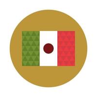 Bloque de celebración nacional de bandera mexicana e icono plano vector