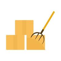 agriculture and farming bale of hay and pitchfork flat icon style vector