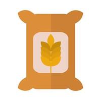 agriculture and farming sack with seeds wheat flat icon style vector