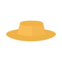 sombrero de paja accesorio ropa dibujos animados icono plano estilo vector