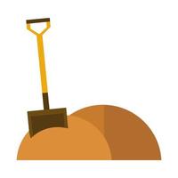 shovel soil agriculture work equipment farm cartoon flat icon style vector