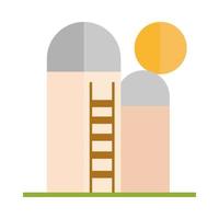 agriculture and farming silo storage grain and stairs flat icon style vector