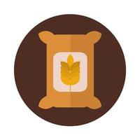 agriculture and farming sack with seeds wheat block and flat icon vector