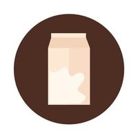 milk box liquid food product block and flat icon vector