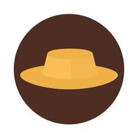 straw hat accessory clothing cartoon block and flat icon vector