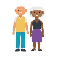 interracial pareja de ancianos personas avatares personajes vector