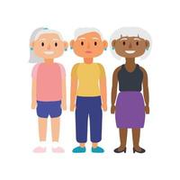 interracial old women group avatars characters vector