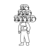 ravana with ten heads character line style icon vector