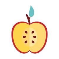 manzana roja mitad fruta fresca naturaleza icono vector