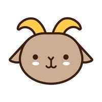 cute little goat kawaii animal line and fill style vector