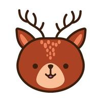 cute little reindeer kawaii animal line and fill style vector