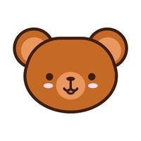 cute little bear kawaii animal line and fill style vector