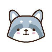 cute little kawaii fox animal line and fill style vector