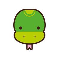 linda serpiente pequeña kawaii línea animal y estilo de relleno vector