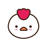 cute little hen kawaii animal line and fill style vector