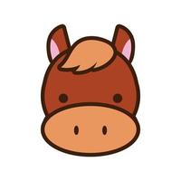 lindo y pequeño caballo kawaii línea animal y estilo de relleno vector