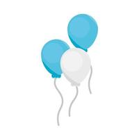 Globos azules y blancos decoración celebración fiesta diseño de icono plano vector